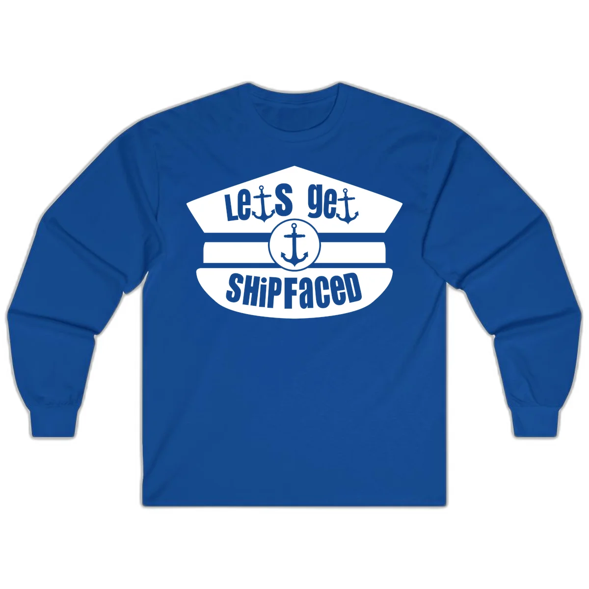 Let's Get Shipfaced Long Sleeve Cruise Shirt in Royal