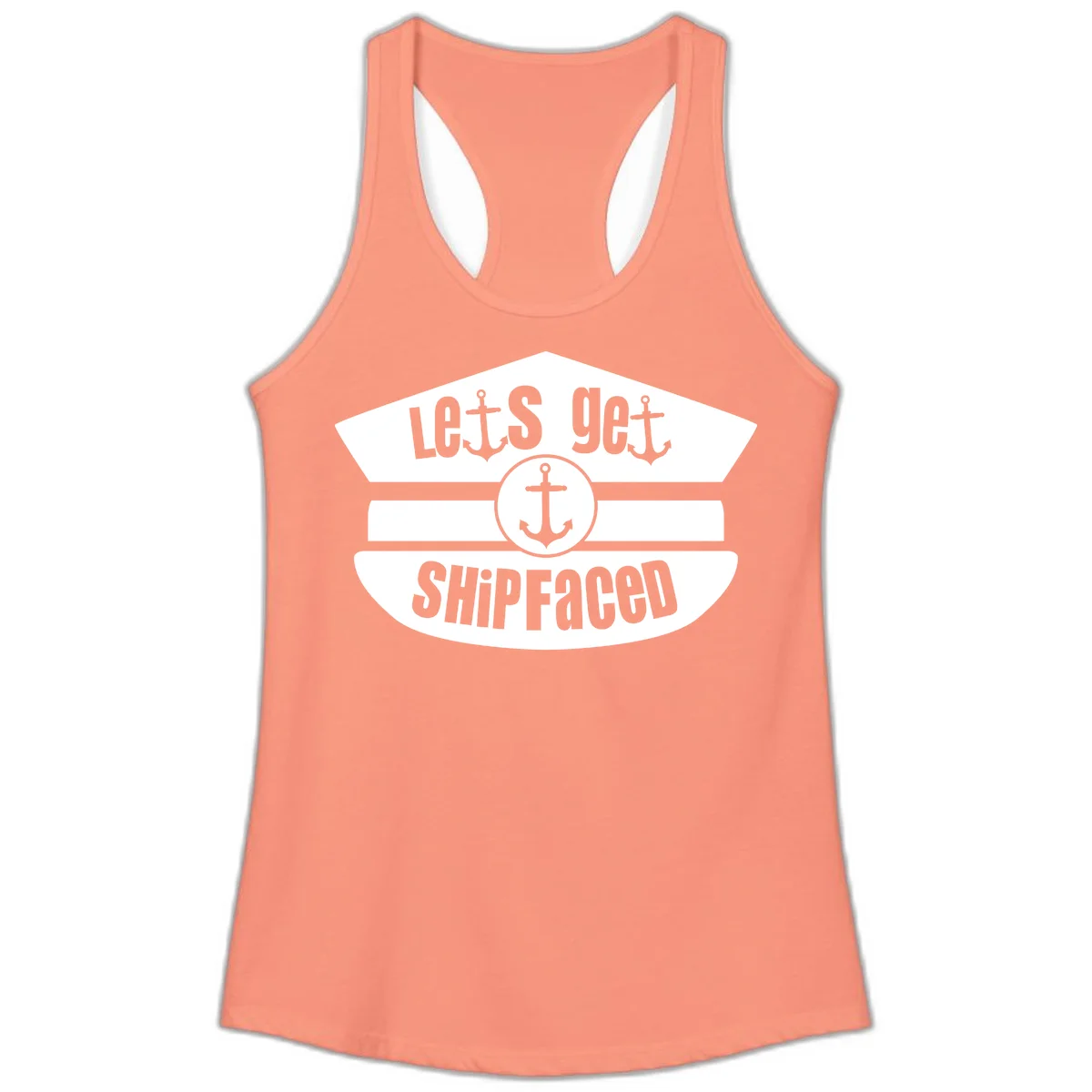 Let's Get Shipfaced Ladies Racerback Tank in Solid Light Orange