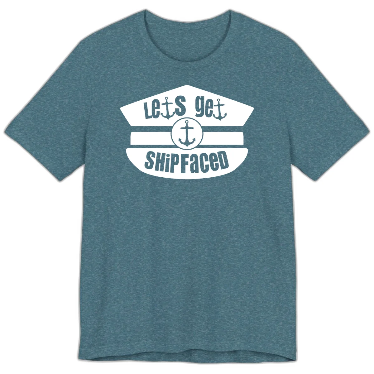 Let's Get Shipfaced Premium Cruise Tee for Party in Heather Deep Teal