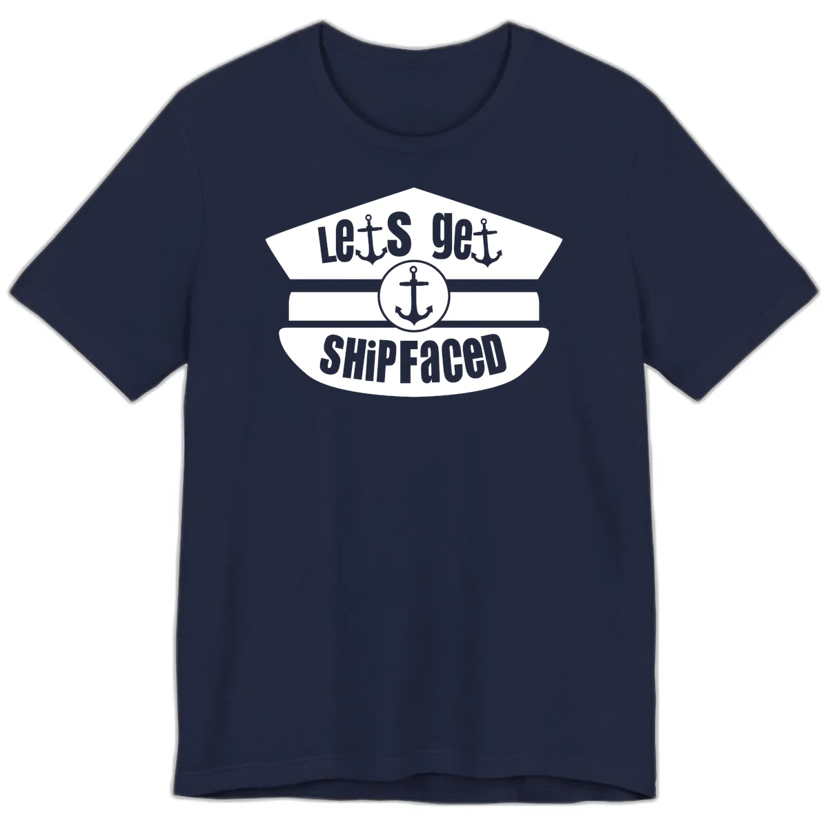 Let's Get Shipfaced Premium Cruise Tee for Party in Navy