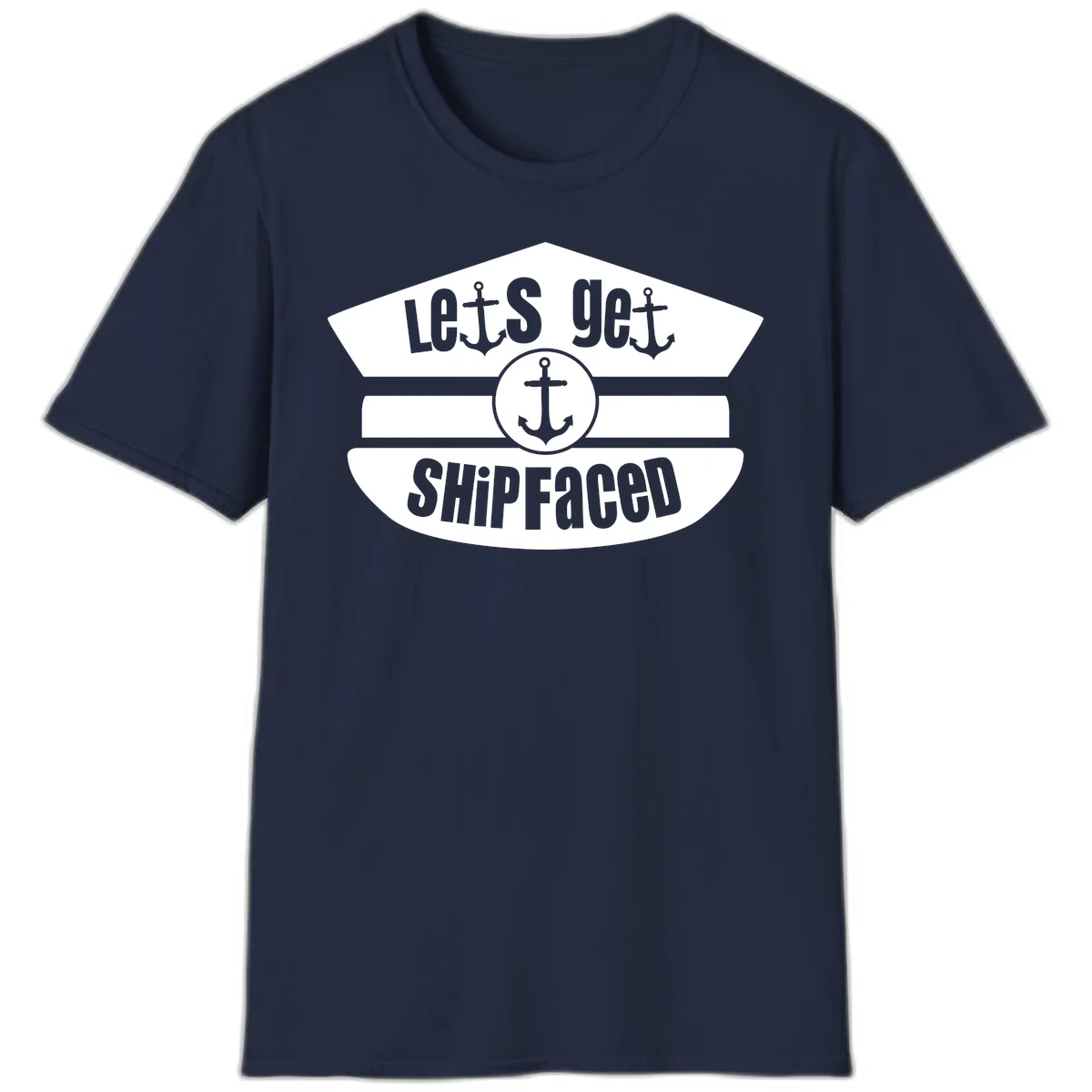 Let's Get Shipfaced Funny Cruise T-Shirt for Vacation in Navy