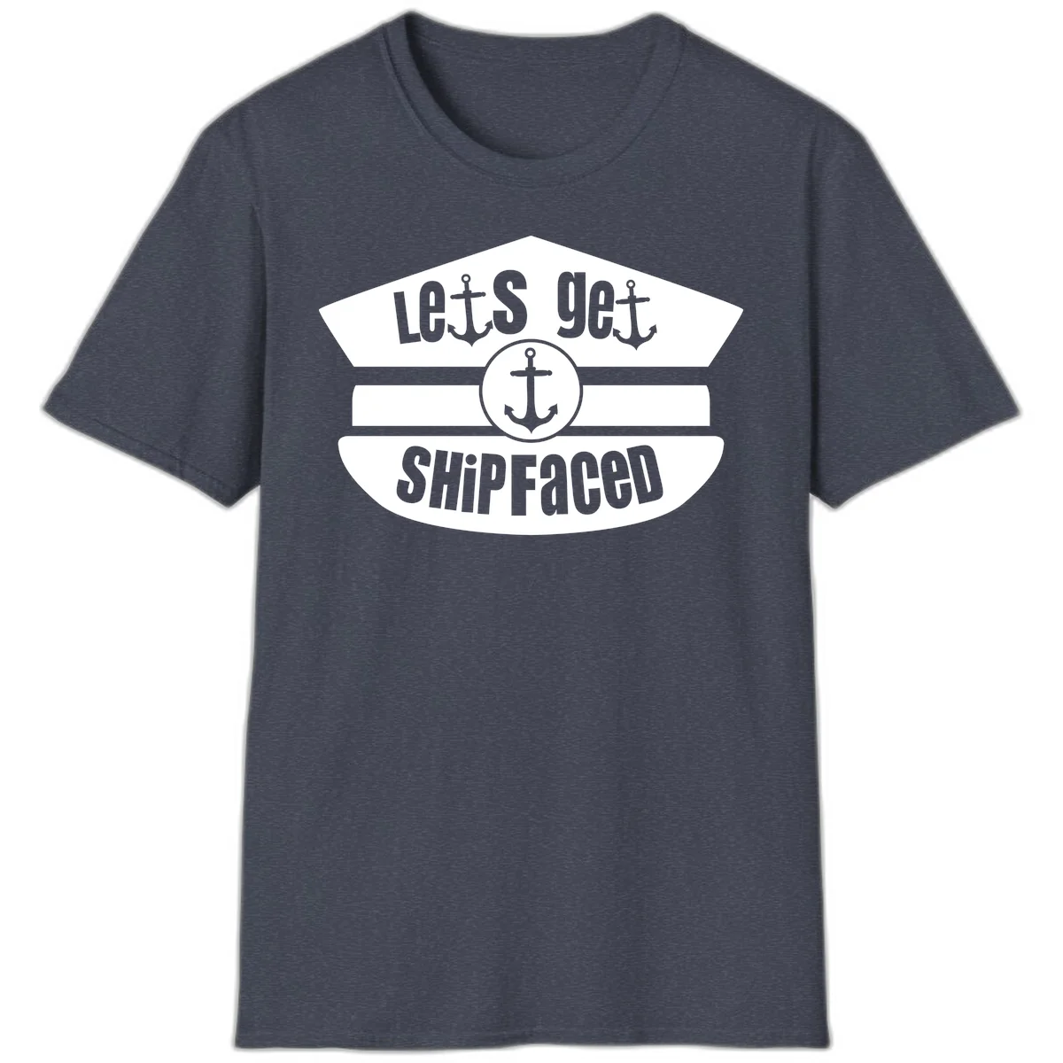 Let's Get Shipfaced Funny Cruise T-Shirt for Vacation in Heather Navy