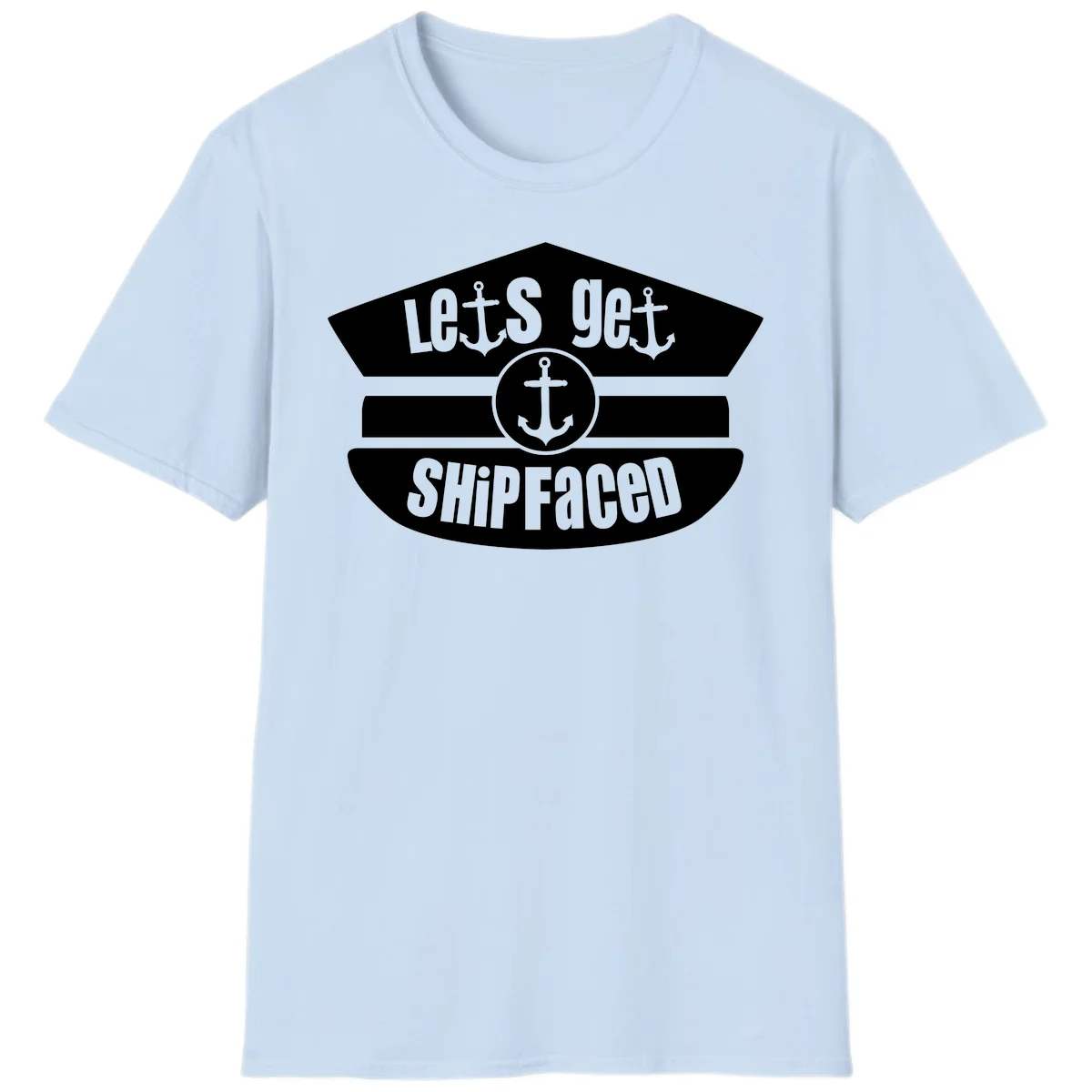 Let's Get Shipfaced Funny Cruise T-Shirt for Vacation in Light Blue