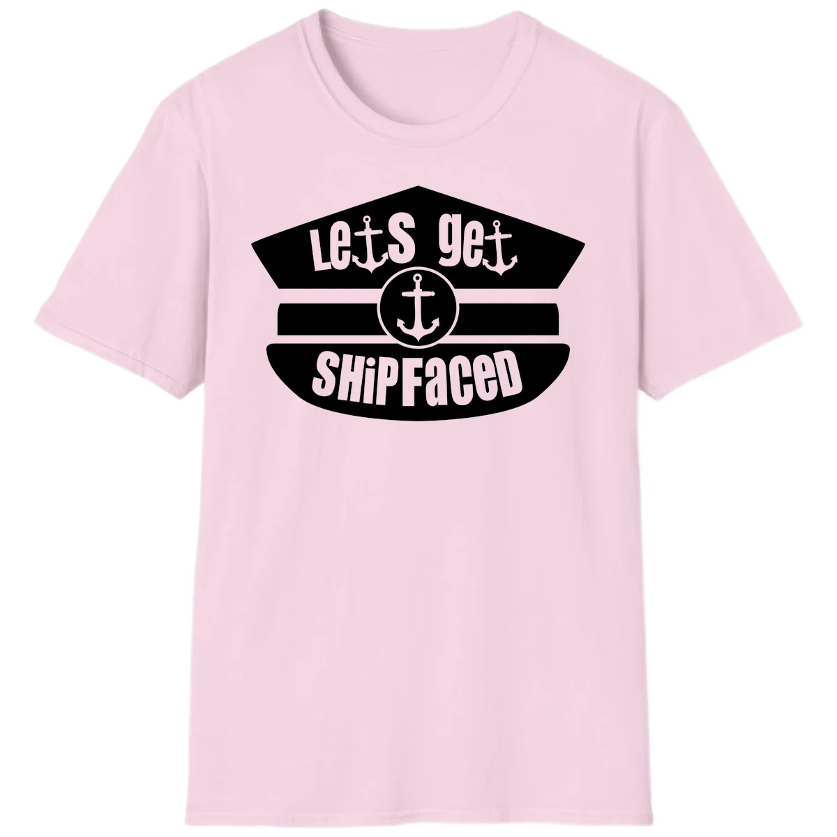 Let's Get Shipfaced Funny Cruise T-Shirt for Vacation in Light Pink