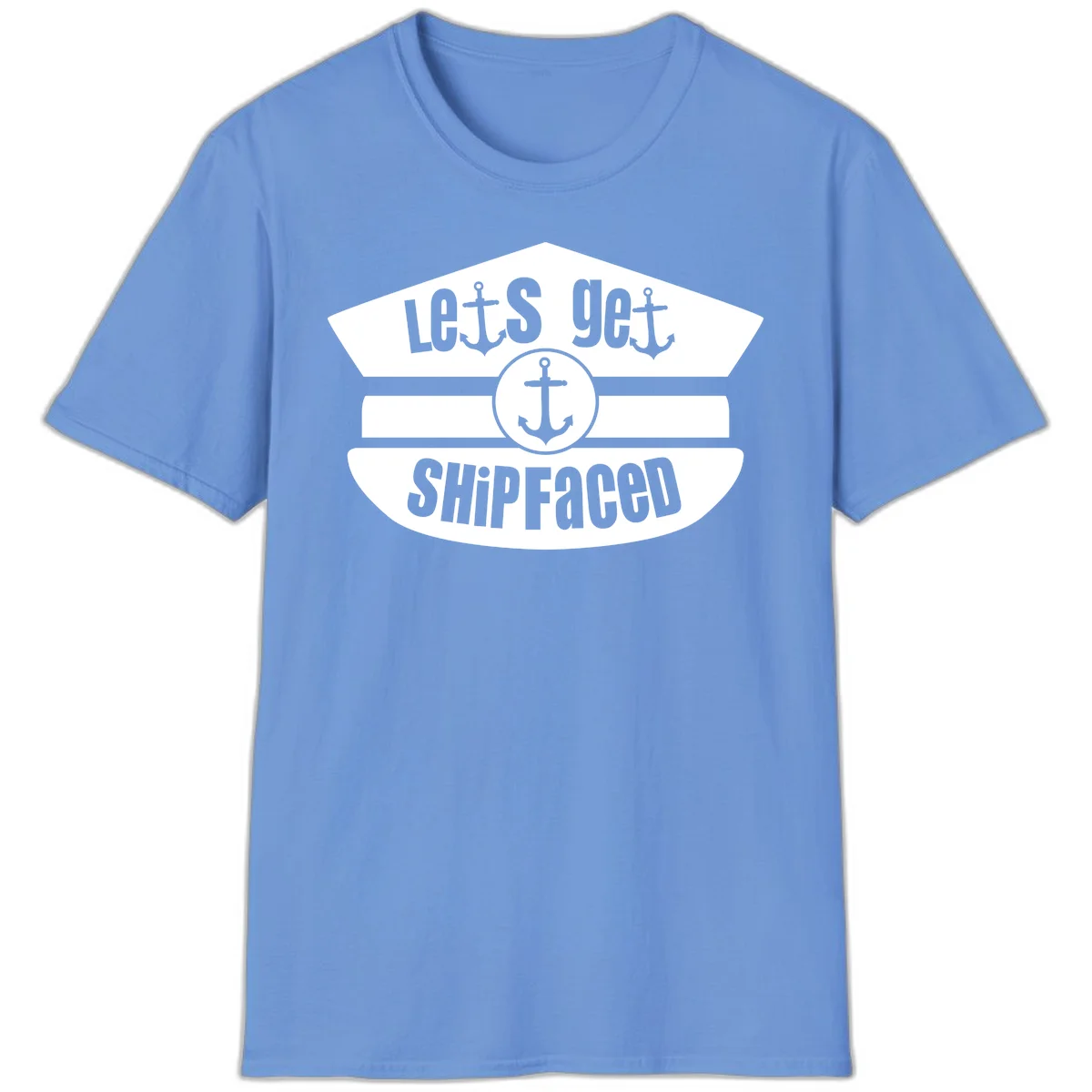 Let's Get Shipfaced Funny Cruise T-Shirt for Vacation in Carolina Blue