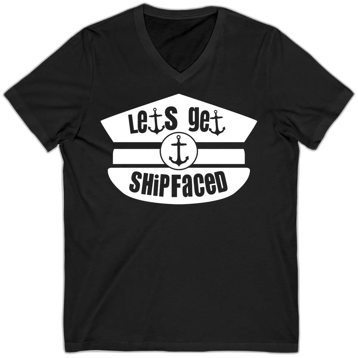 Let's Get Shipfaced V-Neck Cruise Shirt in Black