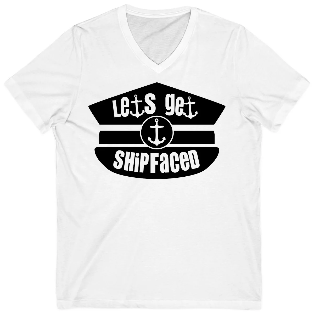 Let's Get Shipfaced V-Neck Cruise Shirt in White