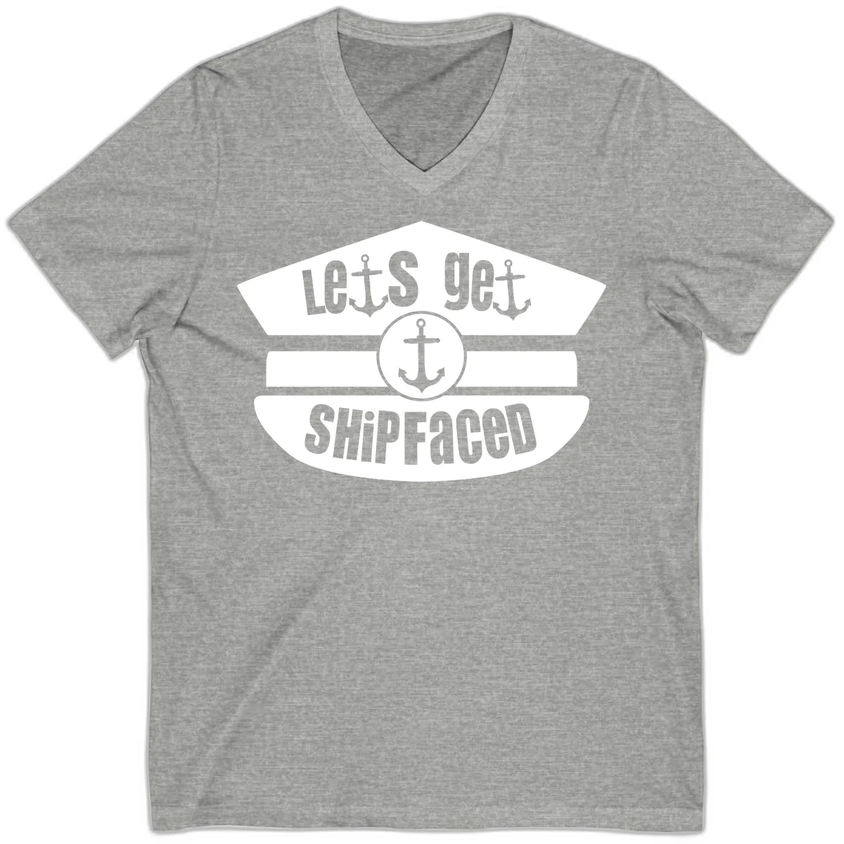 Let's Get Shipfaced V-Neck Cruise Shirt in Athletic Heather