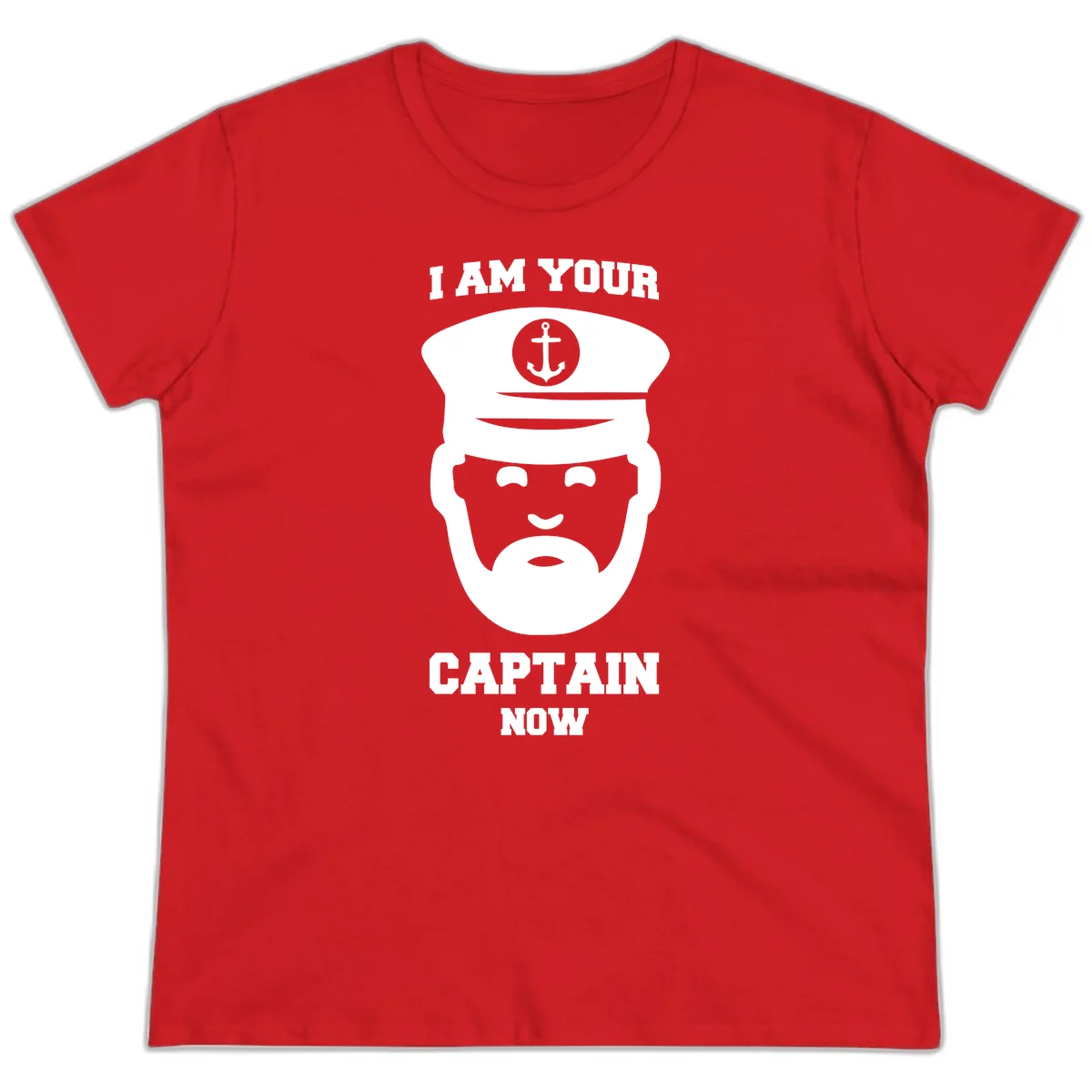 I Am Your Captain Now Ladies Tee in Red