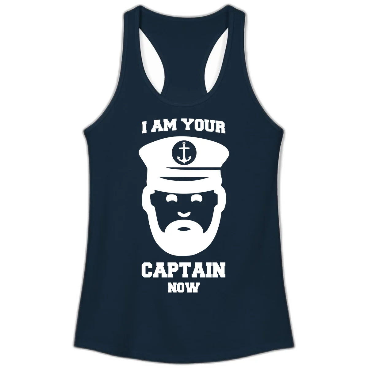 I Am Your Captain Now Ladies Tank in Solid Midnight Navy