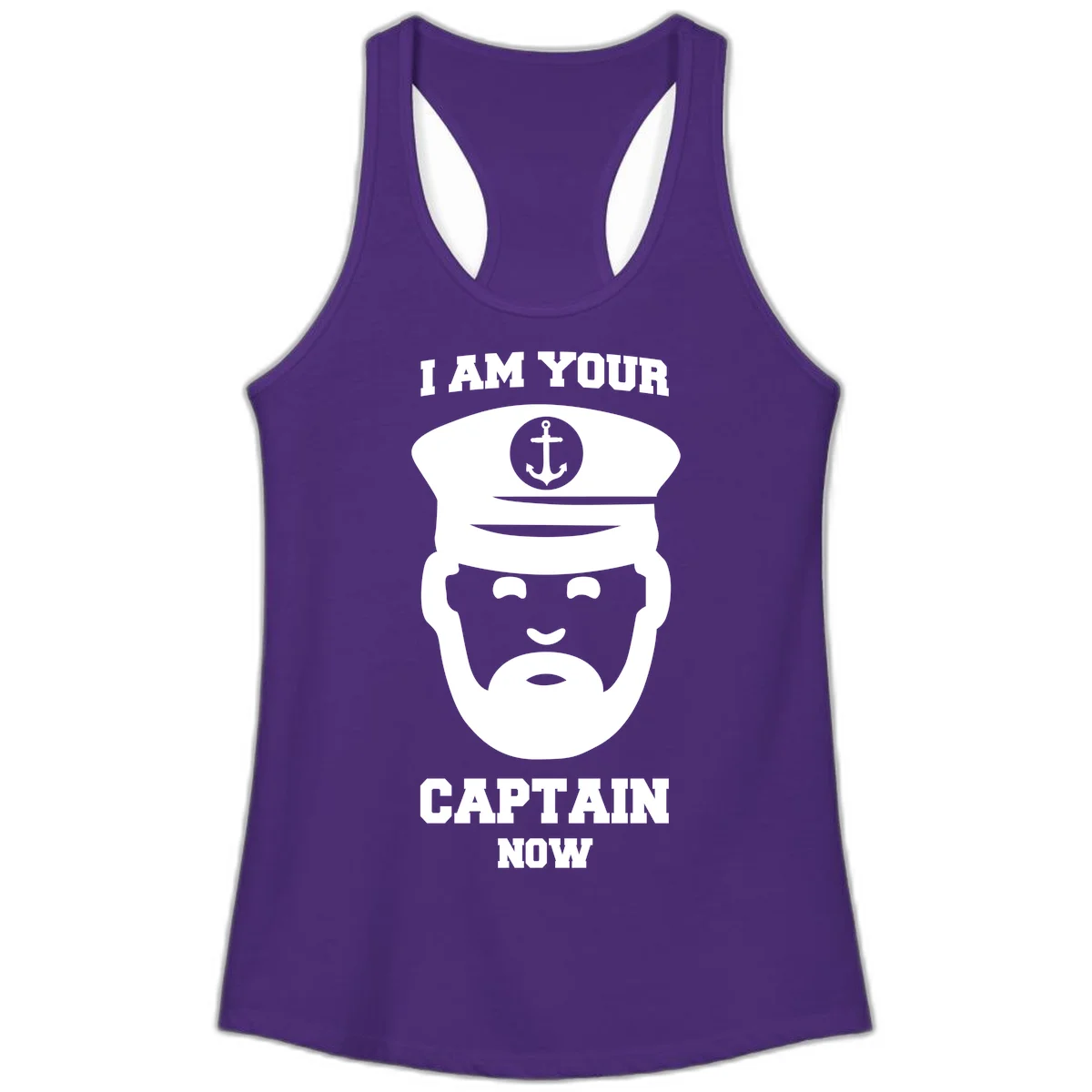 I Am Your Captain Now Ladies Tank in Solid Purple Rush