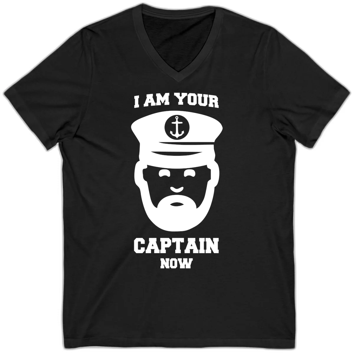 I Am Your Captain Now V-Neck in Black