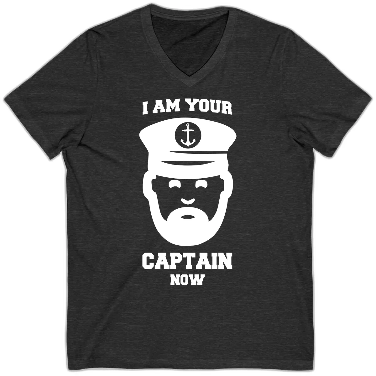 I Am Your Captain Now V-Neck in Dark Grey Heather