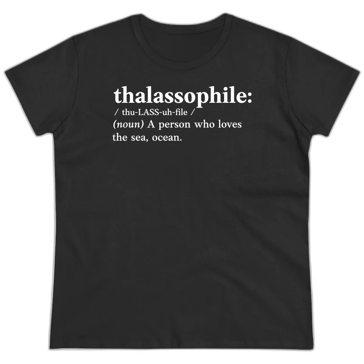 Thalassophile Ocean Lover Ladies Tee in Black