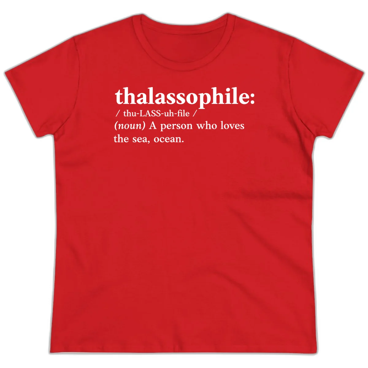 Thalassophile Ocean Lover Ladies Tee in Red