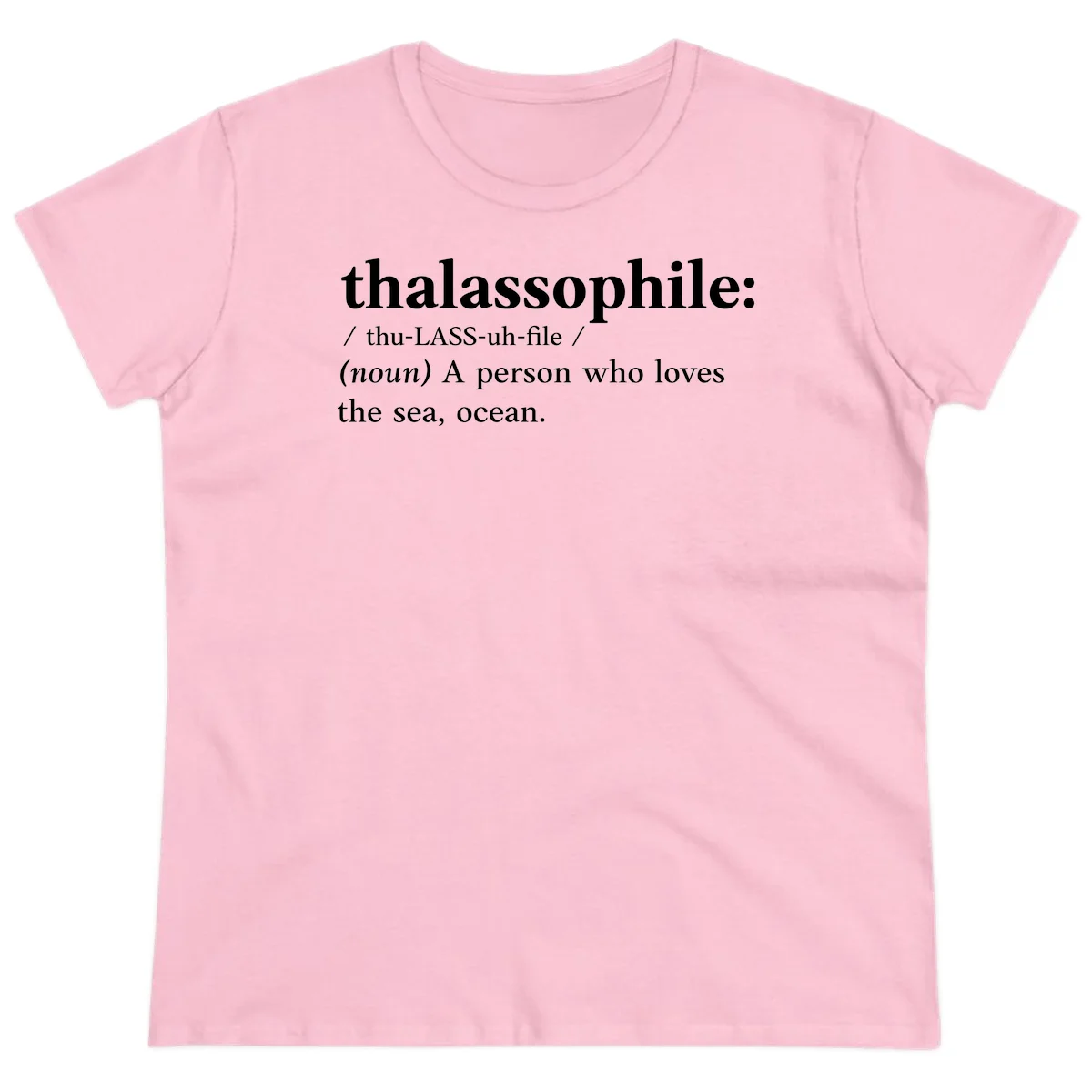 Thalassophile Ocean Lover Ladies Tee in Light Pink