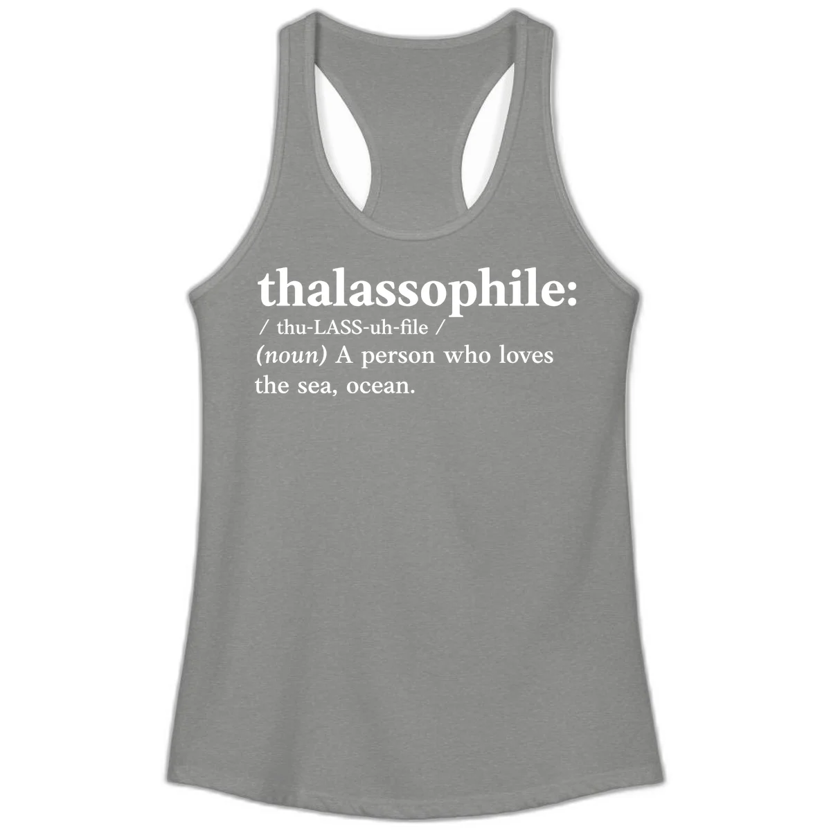 Thalassophile Ocean Lover Ladies Tank in Heather Grey