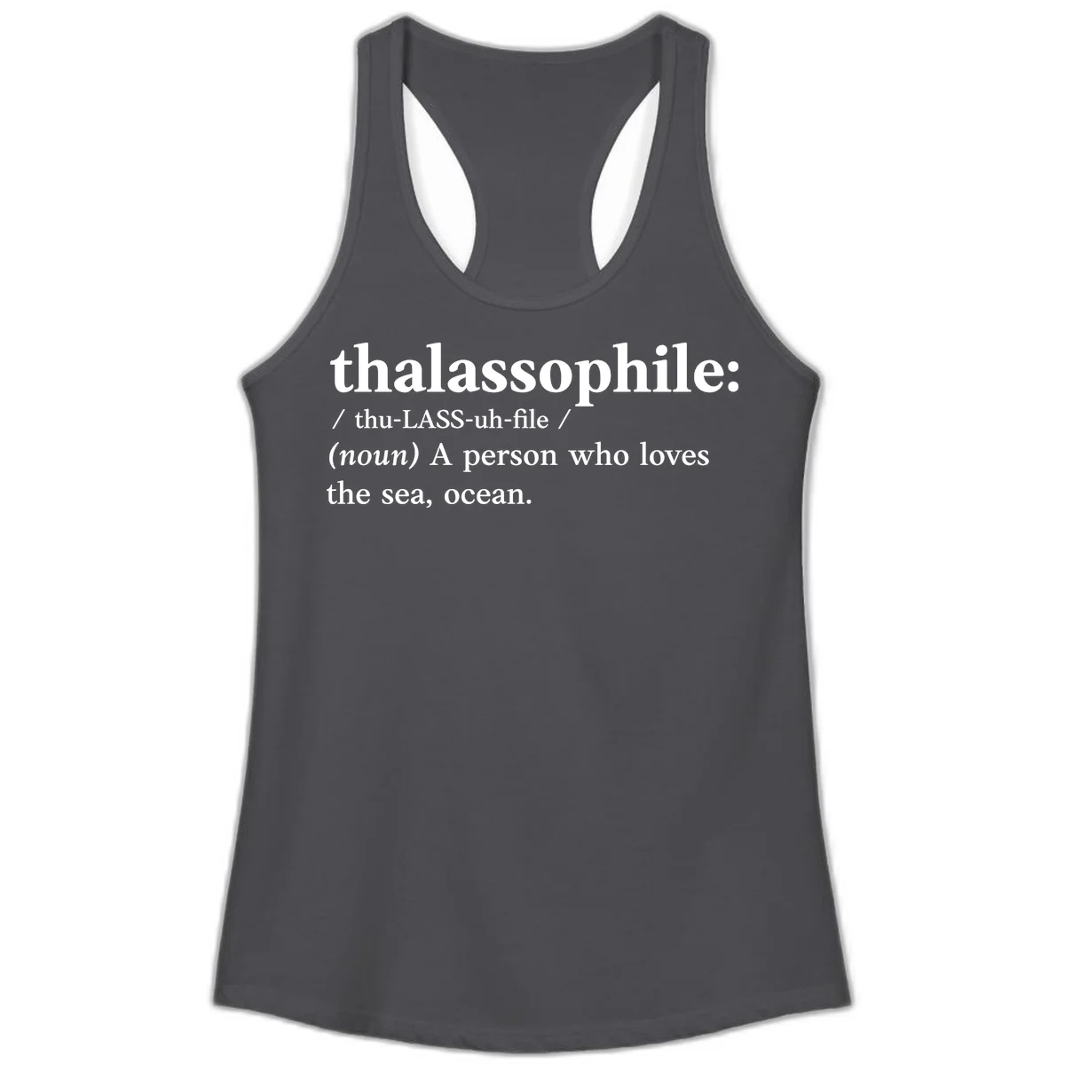 Thalassophile Ocean Lover Ladies Tank in Solid Dark Gray