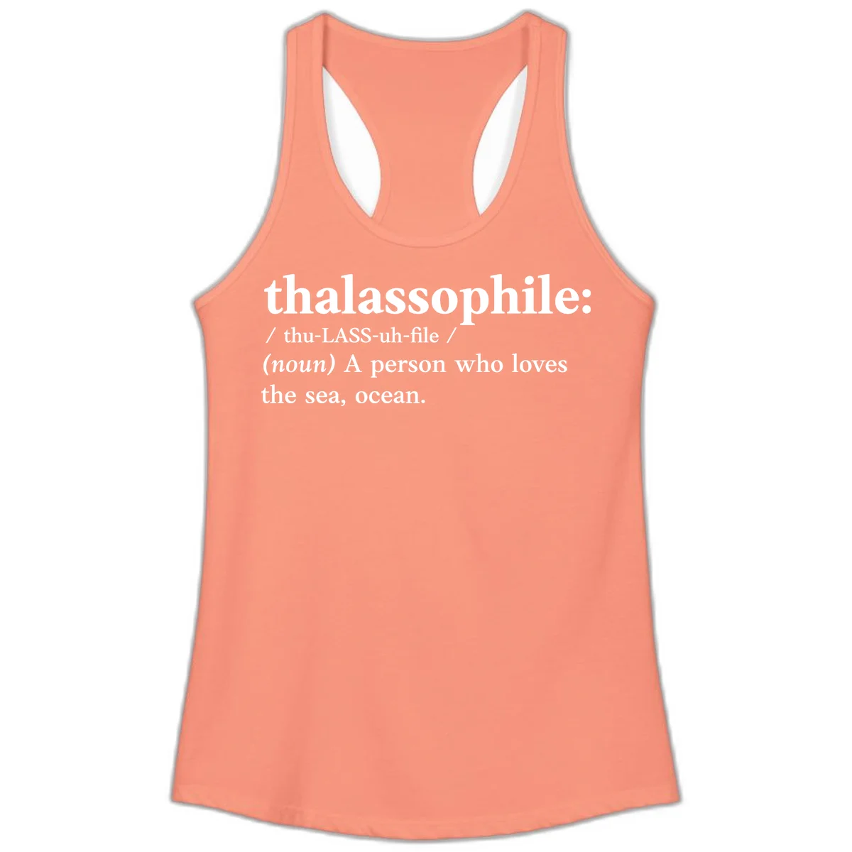 Thalassophile Ocean Lover Ladies Tank in Solid Light Orange