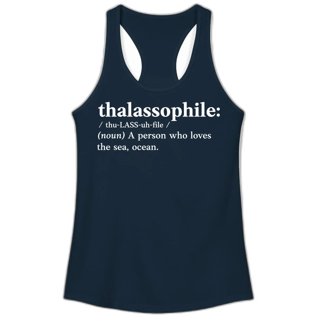Thalassophile Ocean Lover Ladies Tank in Solid Midnight Navy