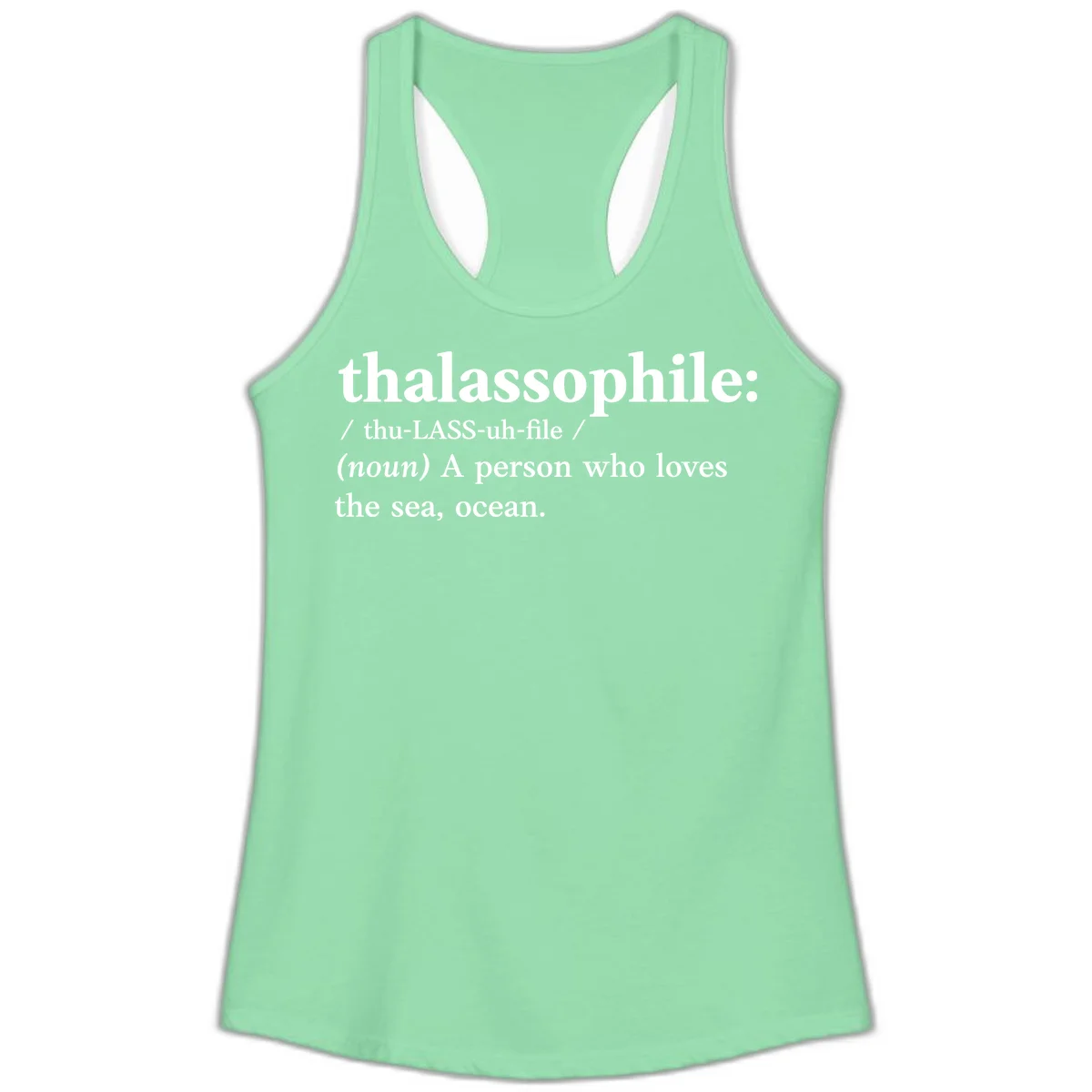Thalassophile Ocean Lover Ladies Tank in Solid Mint
