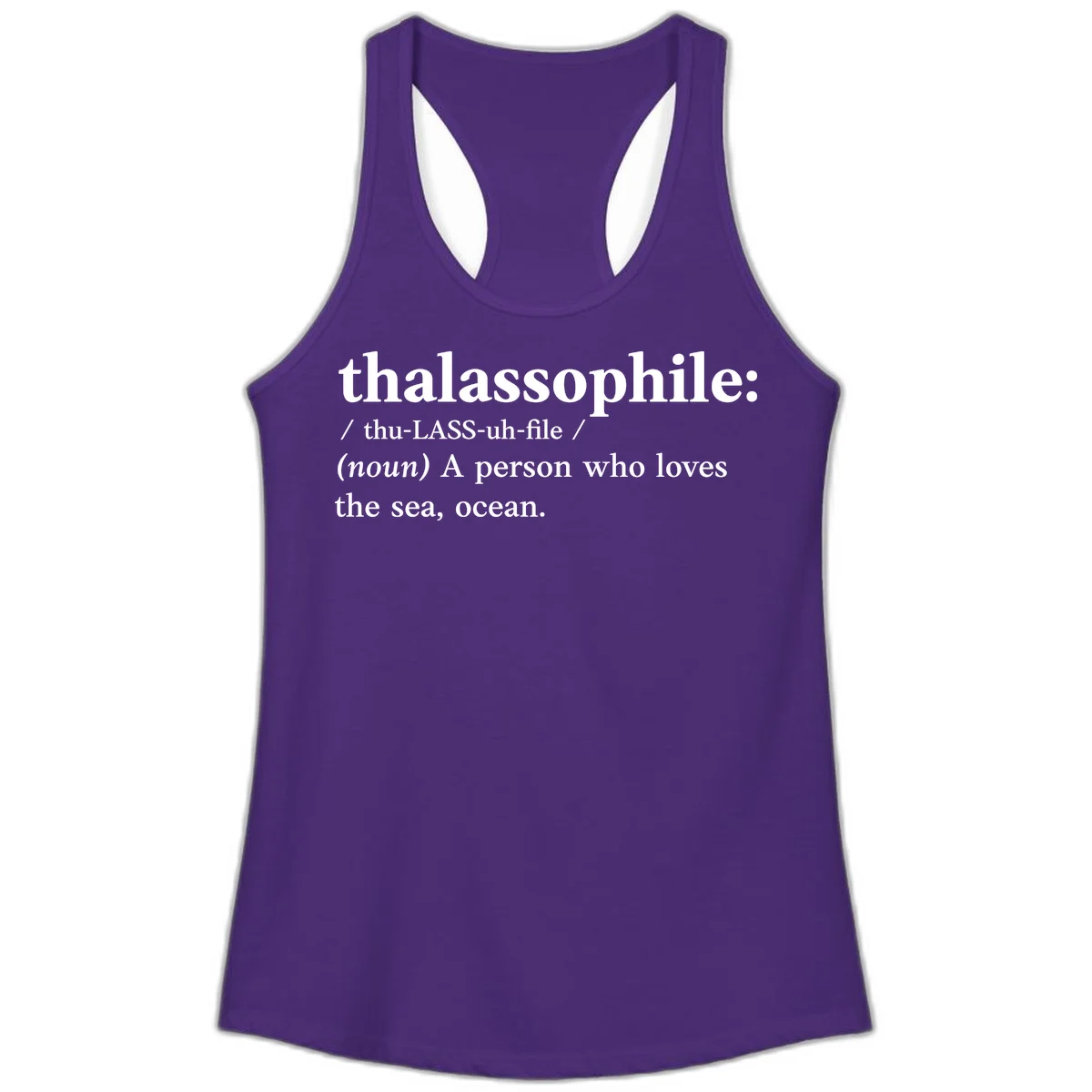 Thalassophile Ocean Lover Ladies Tank in Solid Purple Rush