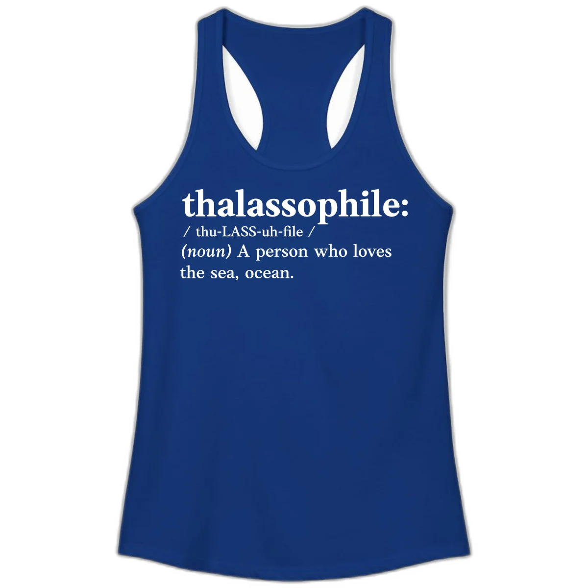 Thalassophile Ocean Lover Ladies Tank in Solid Royal