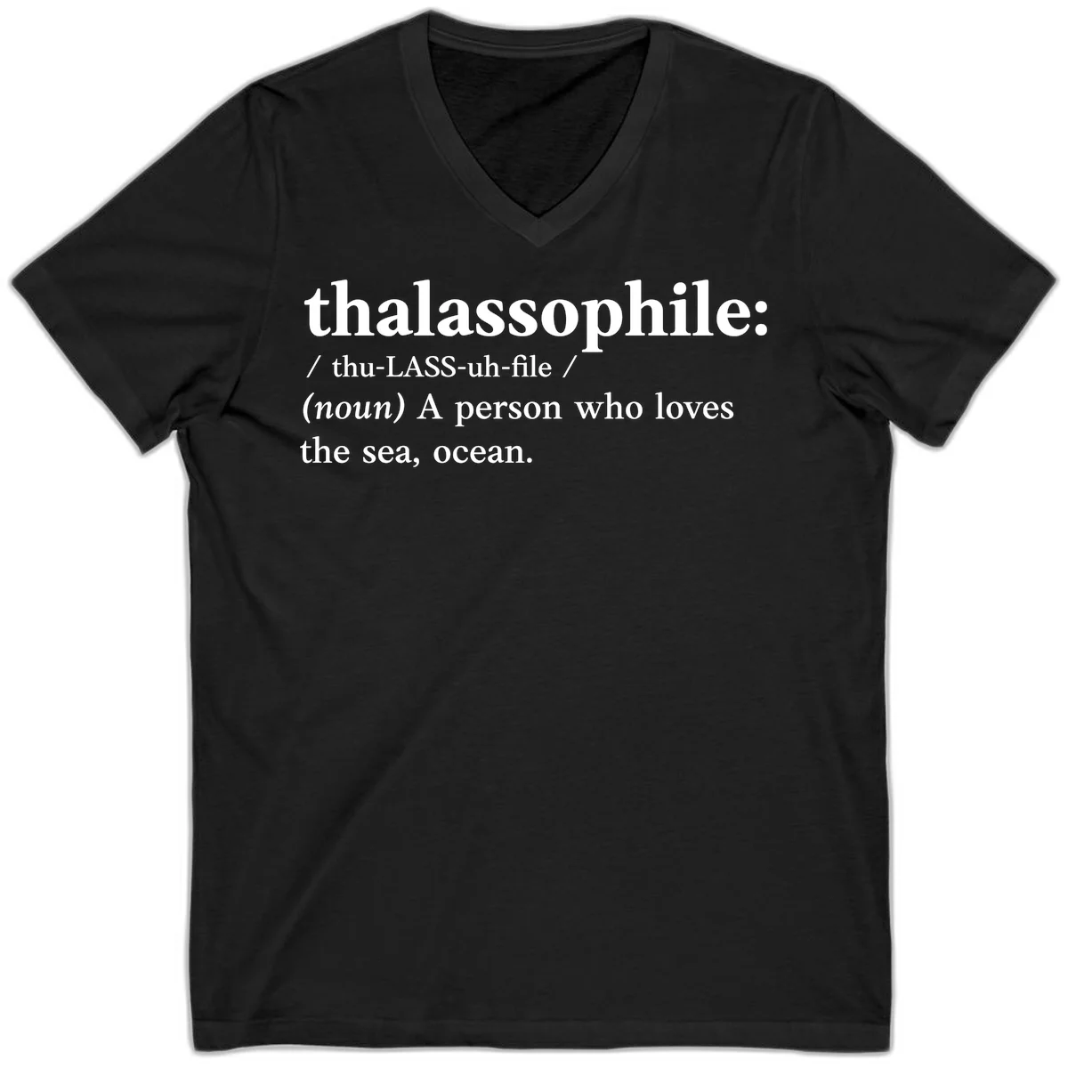 Thalassophile Ocean Lover V-Neck in Black