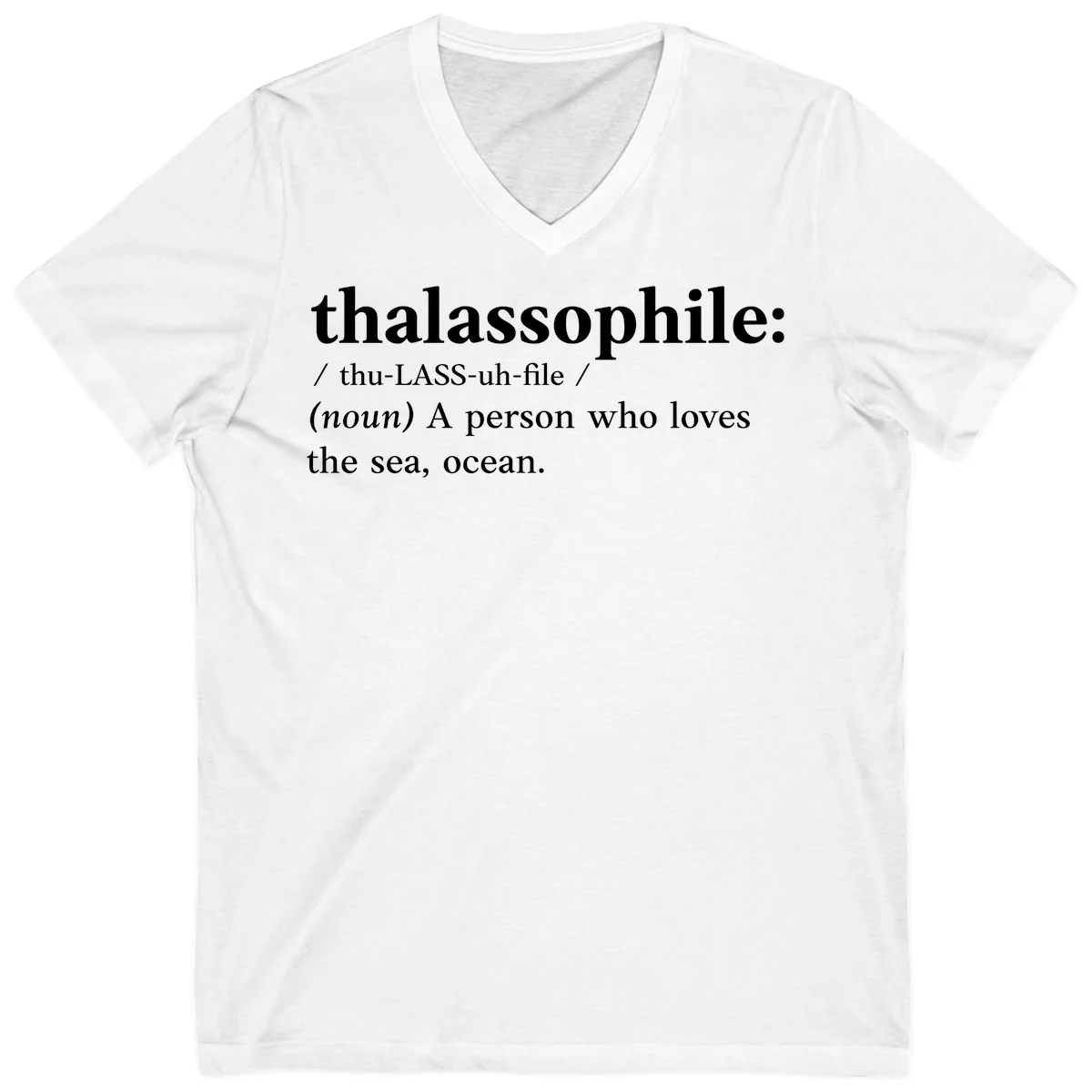 Thalassophile Ocean Lover V-Neck in White