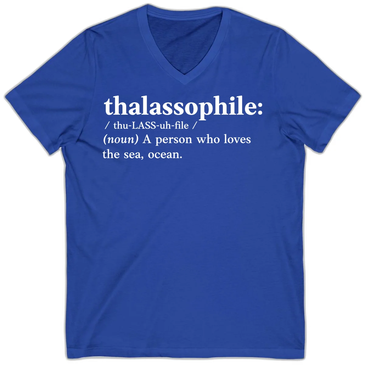 Thalassophile Ocean Lover V-Neck in True Royal