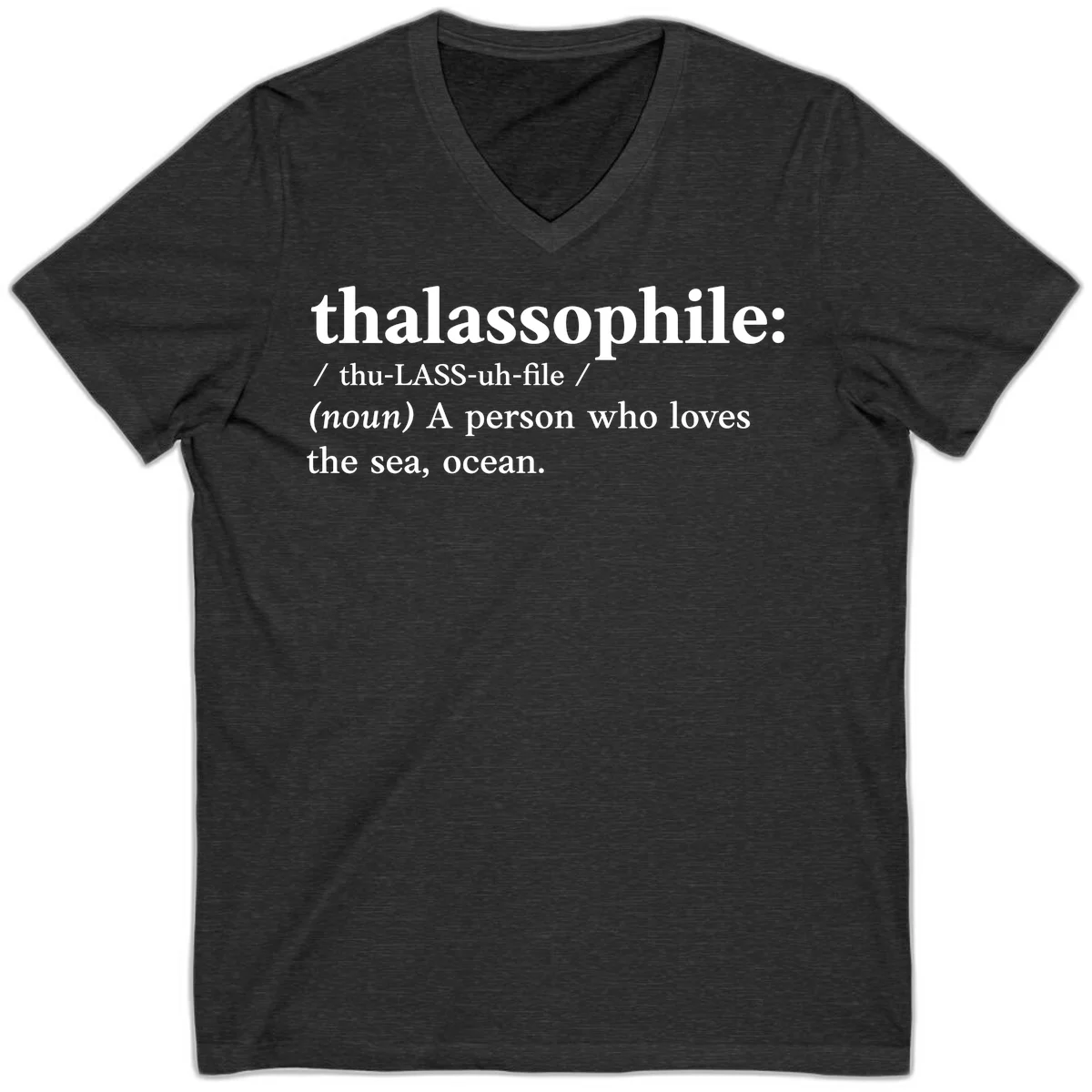 Thalassophile Ocean Lover V-Neck in Dark Grey Heather