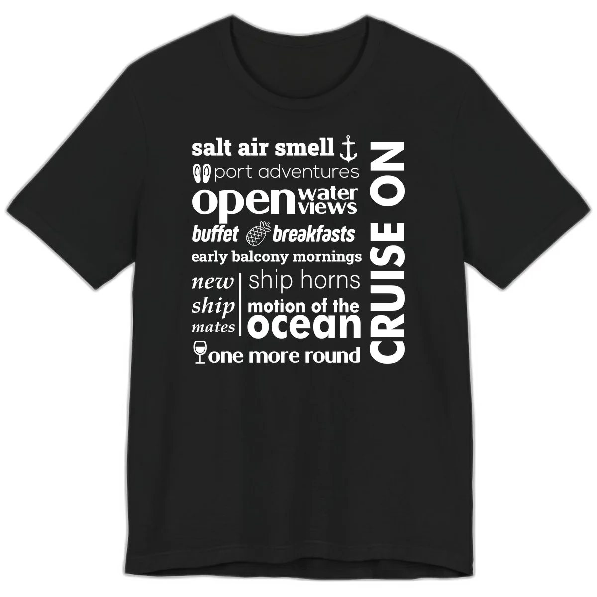 Cruise Vibes Word Cloud Design Premium T-Shirt in Black