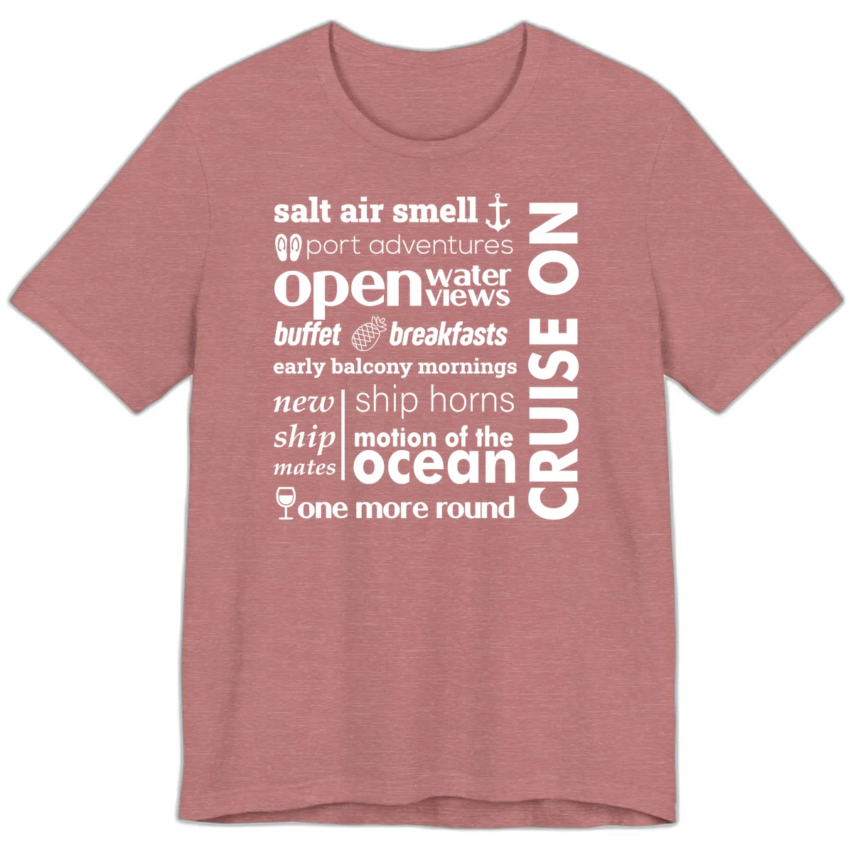 Cruise Vibes Word Cloud Design Premium T-Shirt in Heather Mauve