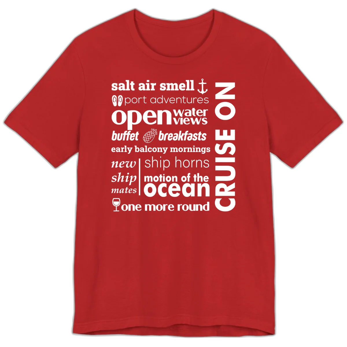 Cruise Vibes Word Cloud Design Premium T-Shirt in Red
