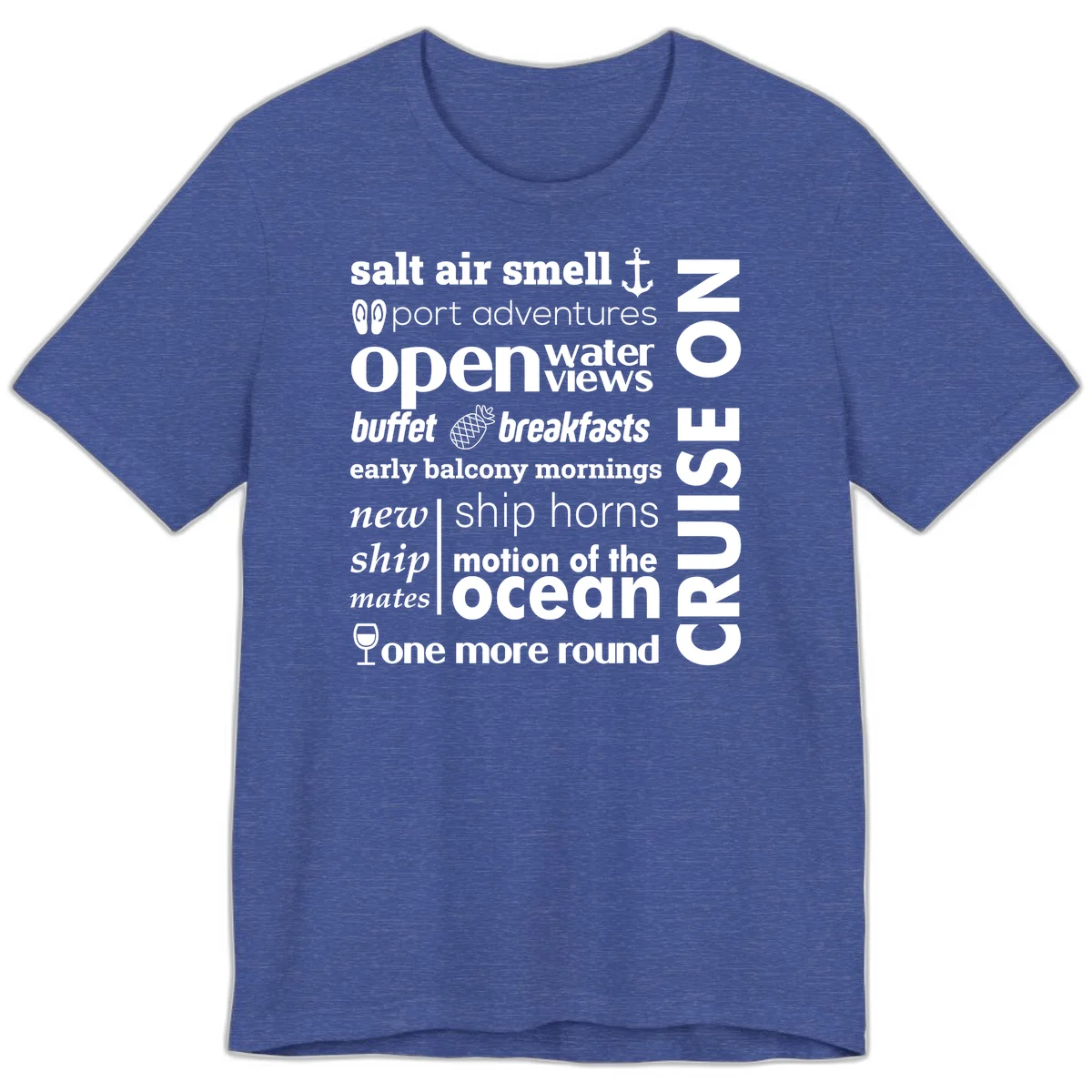 Cruise Vibes Word Cloud Design Premium T-Shirt in Heather True Royal