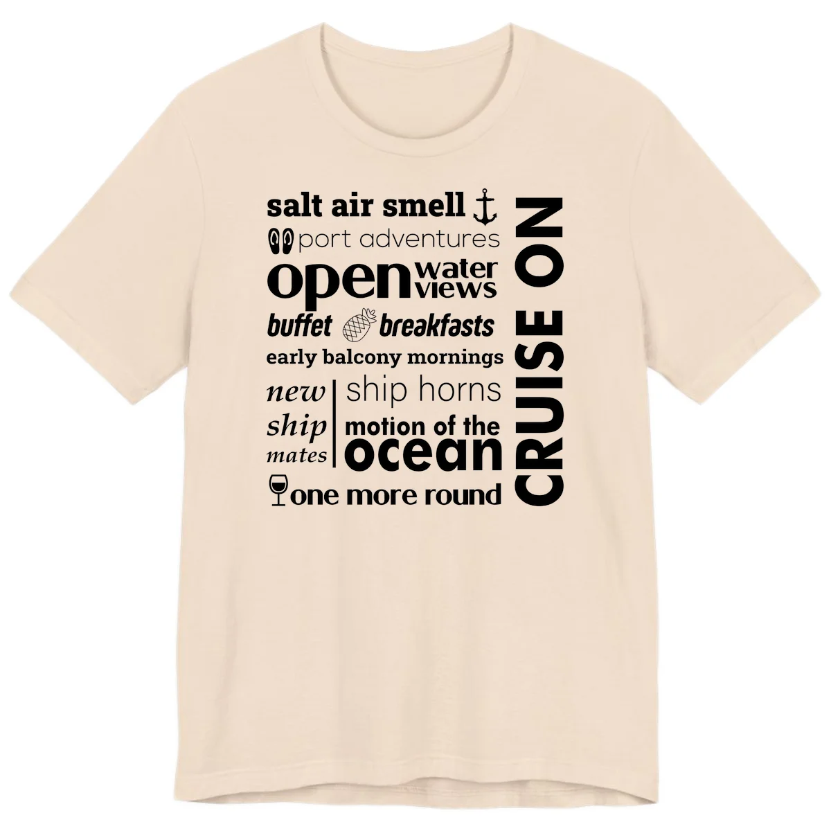 Cruise Vibes Word Cloud Design Premium T-Shirt in Soft Cream