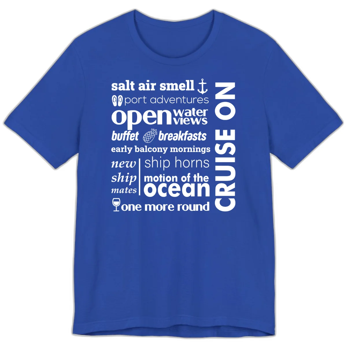 Cruise Vibes Word Cloud Design Premium T-Shirt in True Royal