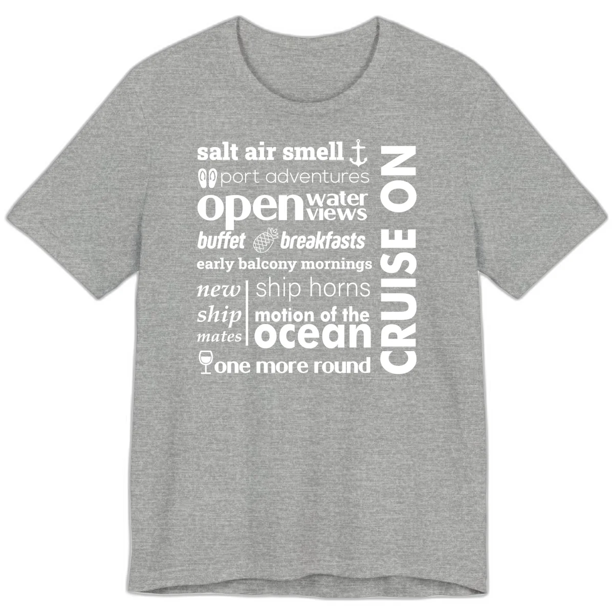 Cruise Vibes Word Cloud Design Premium T-Shirt in Athletic Heather