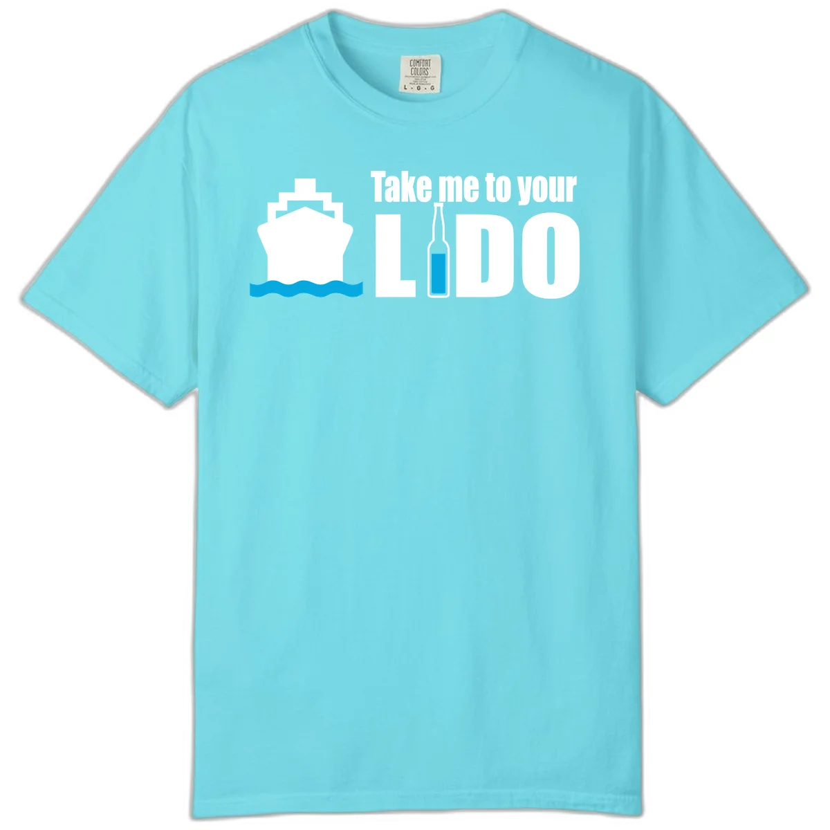 Take Me To Your Lido Comfort Color Tee in Lagoon Blue