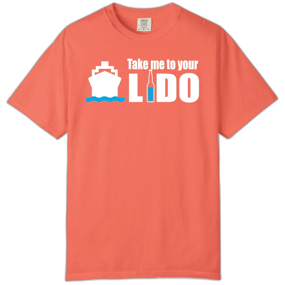 Take Me To Your Lido Comfort Color Tee in Bright Salmon
