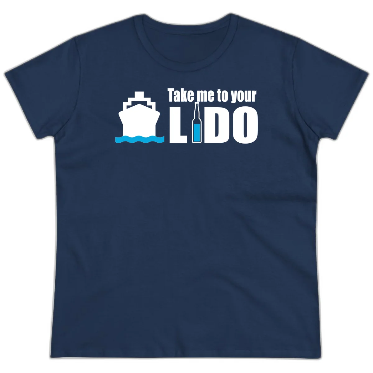 Take Me To Your Lido Ladies Tee in Navy