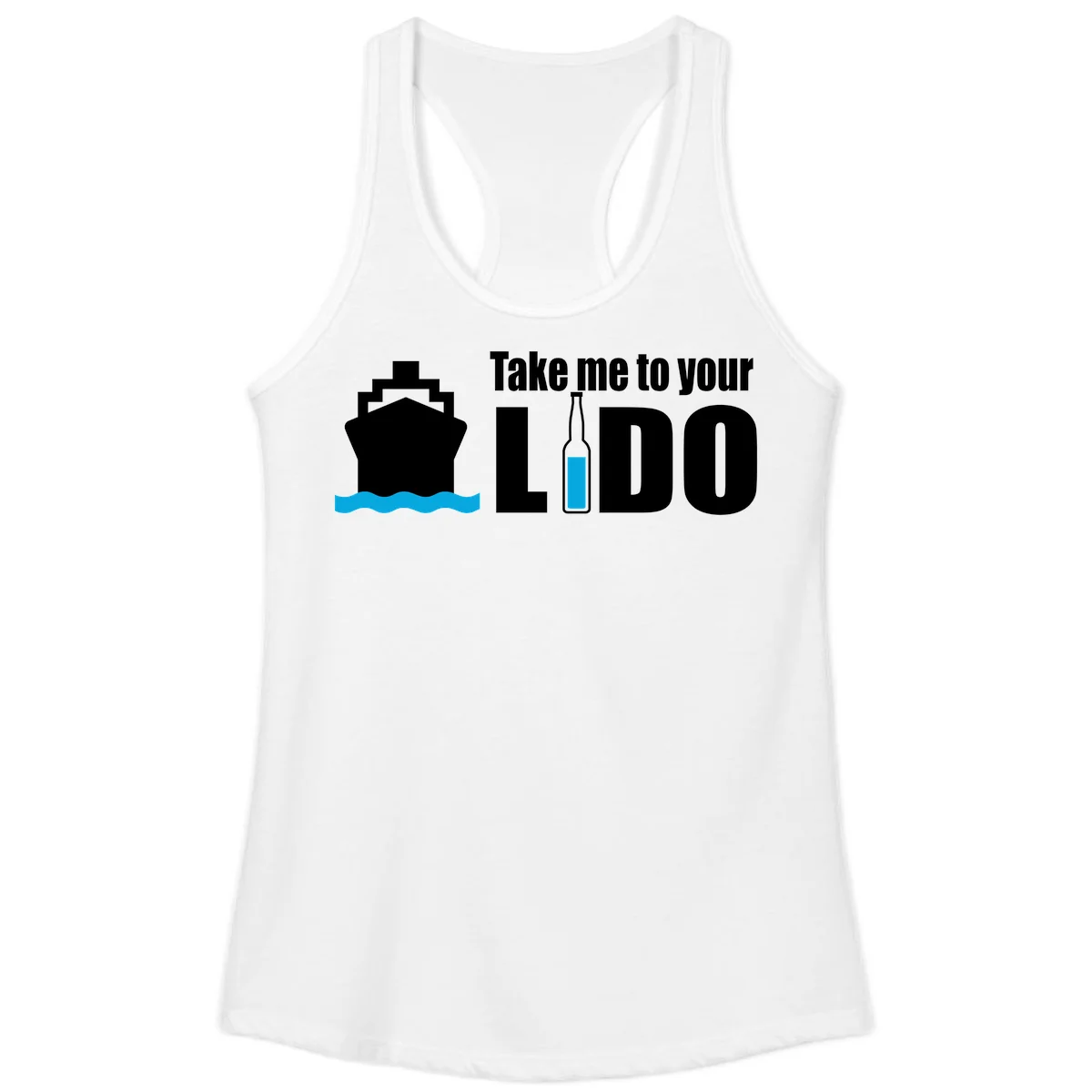 Take Me To Your Lido Ladies Tank in White