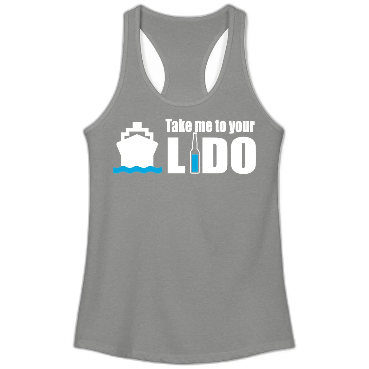 Take Me To Your Lido Ladies Tank in Heather Grey