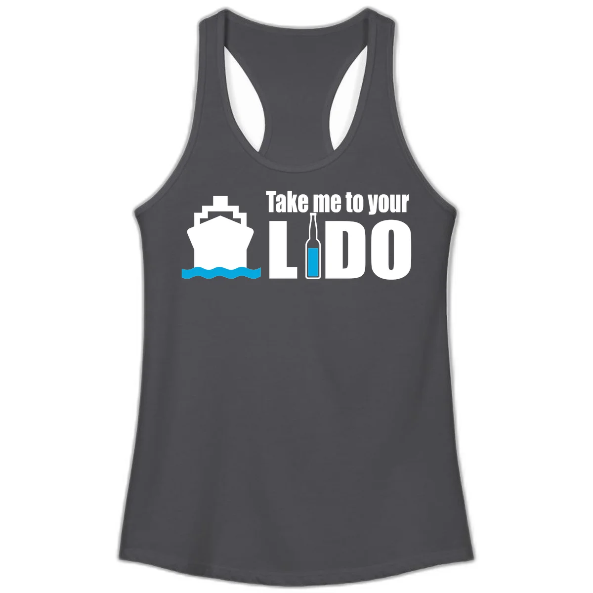 Take Me To Your Lido Ladies Tank in Solid Dark Gray