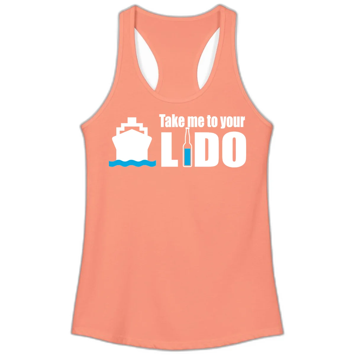 Take Me To Your Lido Ladies Tank in Solid Light Orange