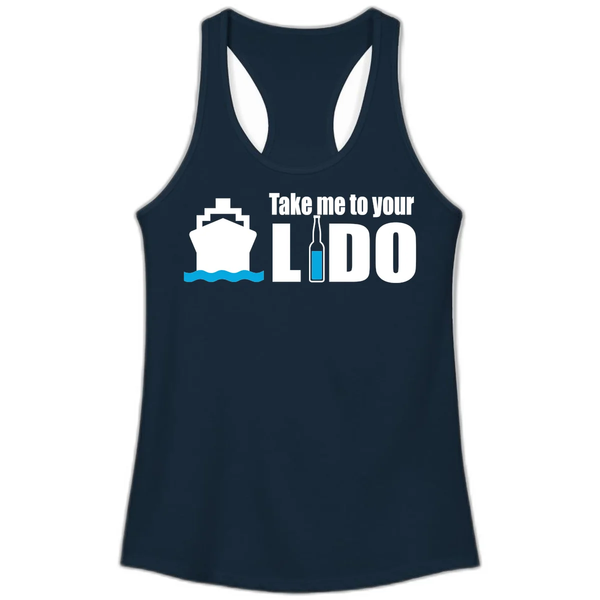 Take Me To Your Lido Ladies Tank in Solid Midnight Navy