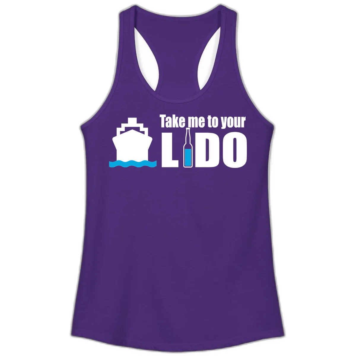 Take Me To Your Lido Ladies Tank in Solid Purple Rush