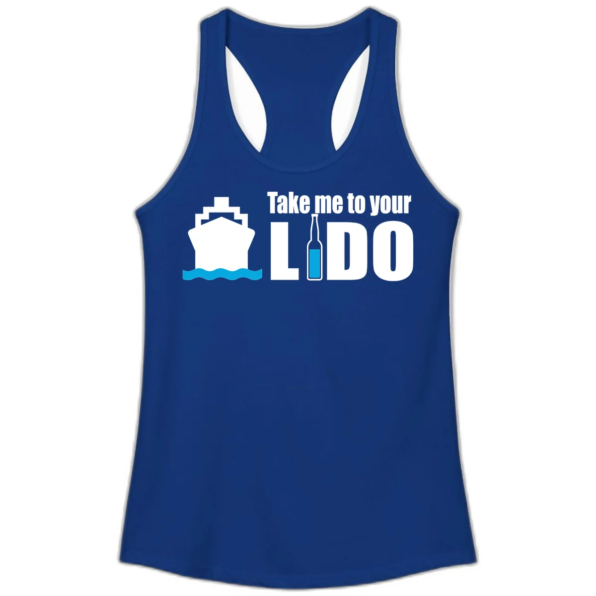 Take Me To Your Lido Ladies Tank in Solid Royal