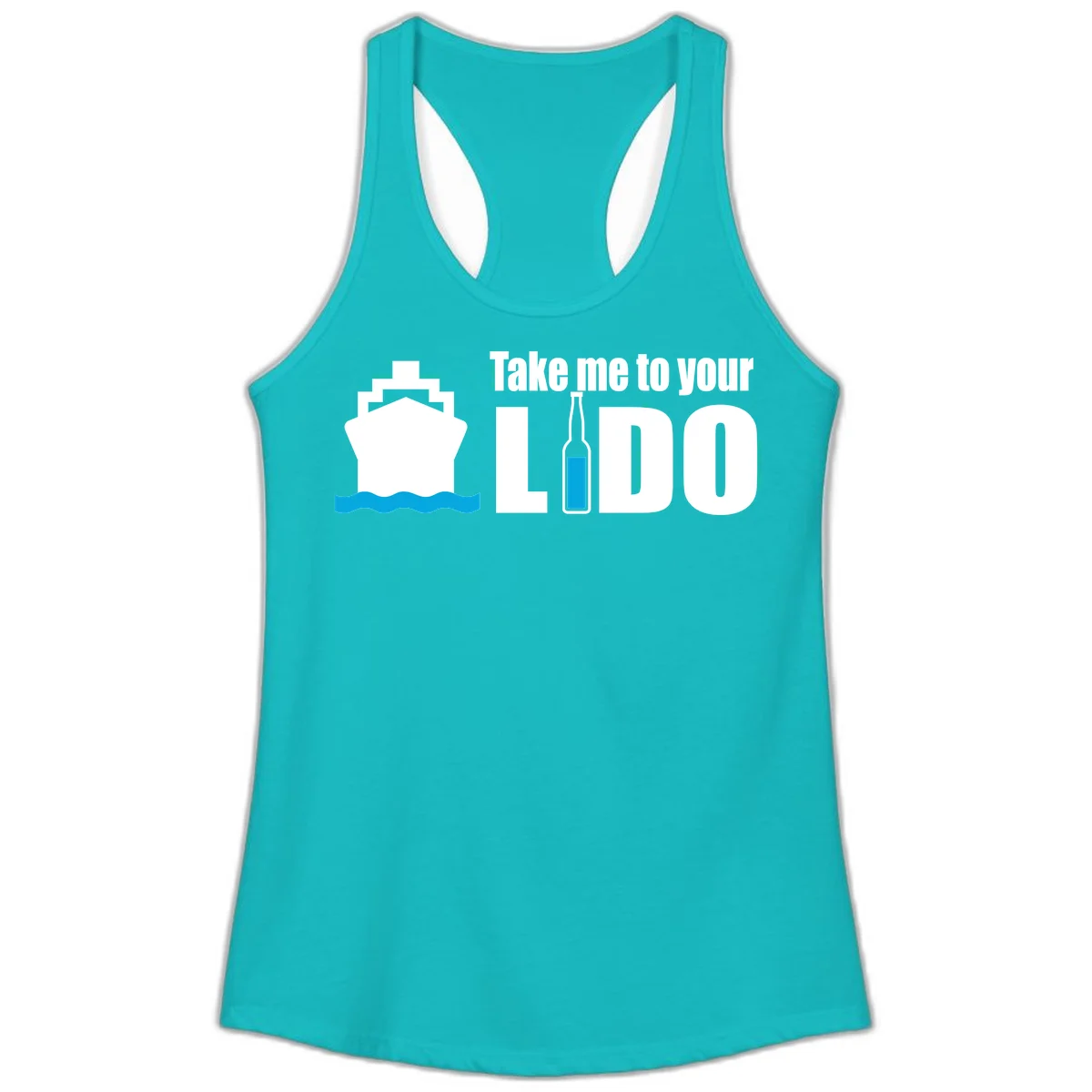 Take Me To Your Lido Ladies Tank in Tahiti Blue