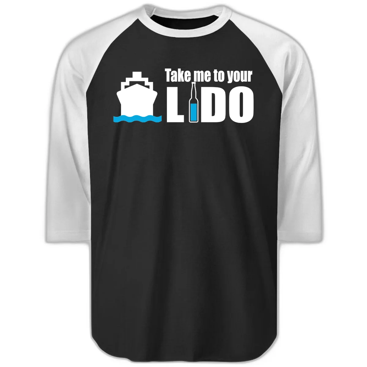 Take Me To Your Lido Raglan 3/4 in Black White